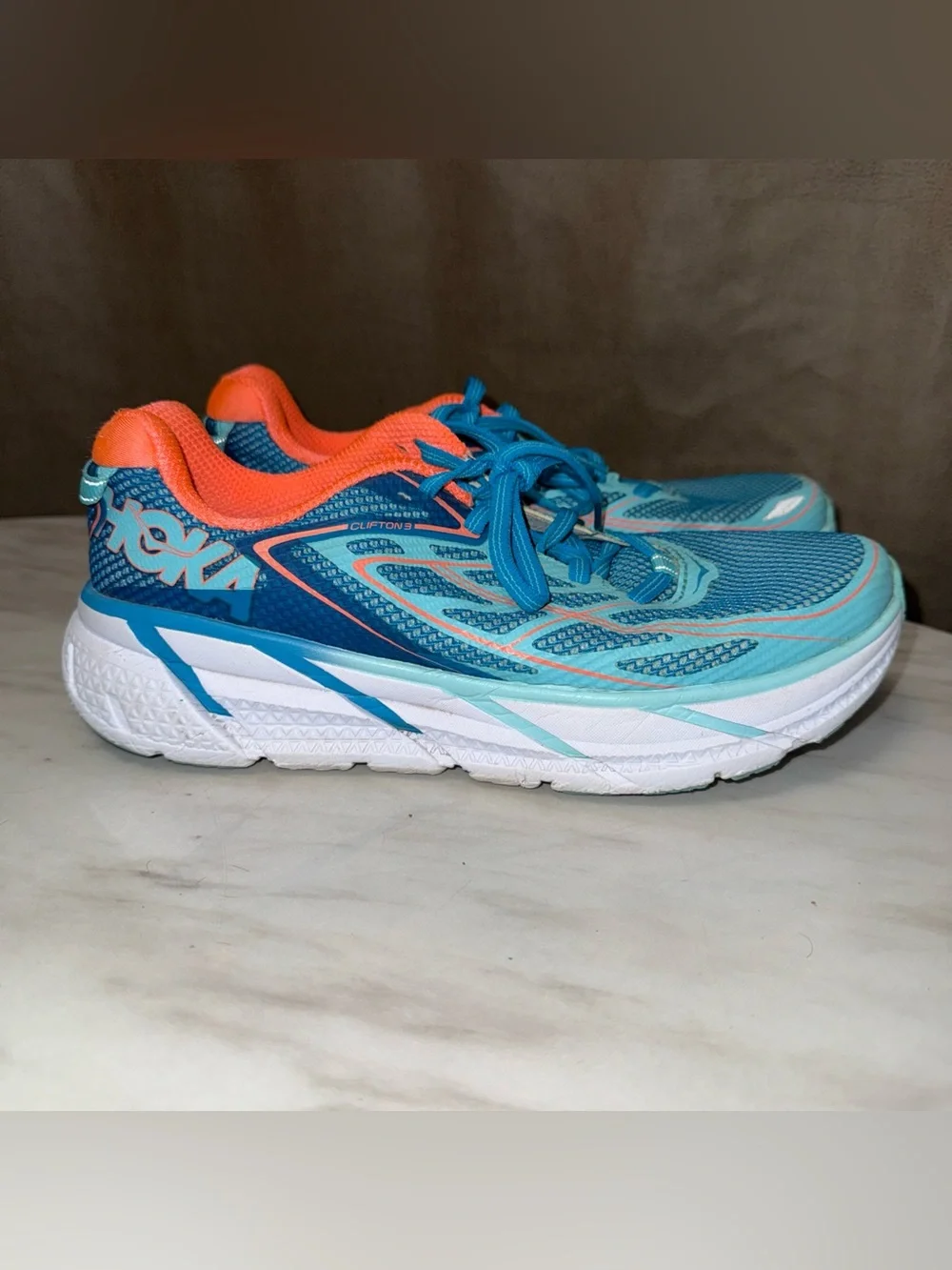 Hoka One One Clifton 3 Women's Size 8.5 Running Athletic Shoes 1012045 Blue🔥